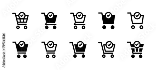 Checkout Icon Set Line and Solid style for Final Purchase