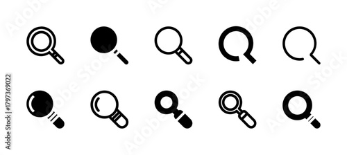 Search Icon Set Line and Solid style for Information Discovery