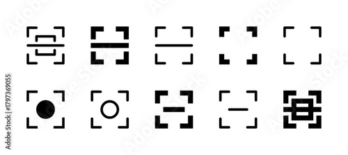 10 Scan Icon Set Line and Solid style for Digital Code Reader