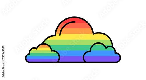Vibrant Rainbow Cloud Formation with Outline.