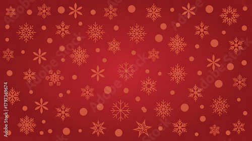 Red background with golden snowflake pattern for winter and christmas themes