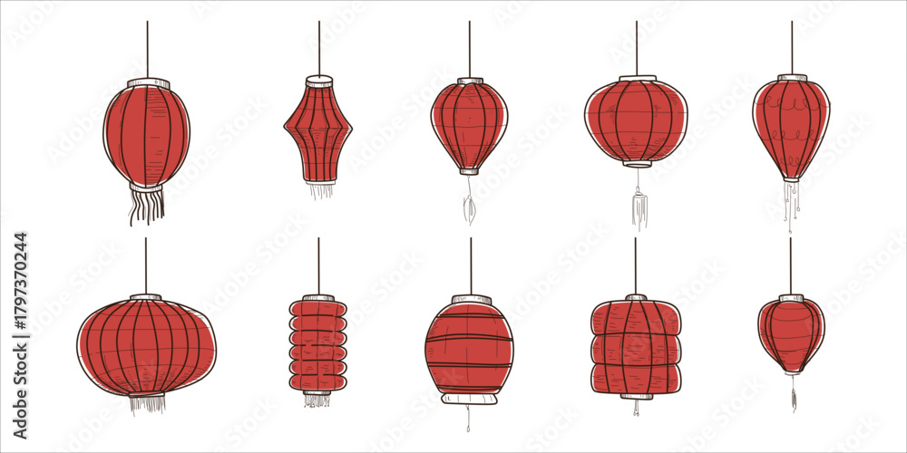 Fototapeta premium Hand Drawn Lampion Lunar New Year