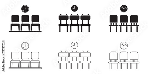 Waiting room vector line icon, linear concept, outline sign, symbol on white background color editable.