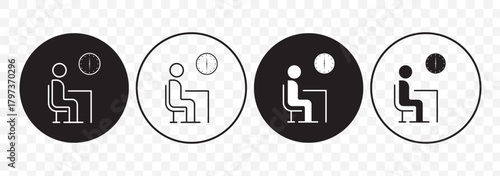 “Waiting Room Man Icon — Outline & Fill Styles, Editable Stroke Line & Solid Variant, Sitting Man Symbol, Transparent PNG Vector”.
