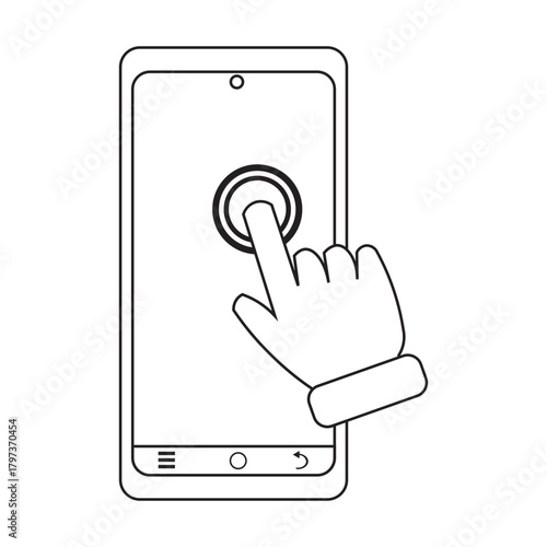 long touch on mobile phone line icon