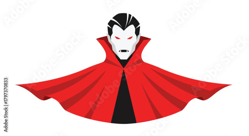 Vector Illustration of a Classic Vampire with Red Cape.