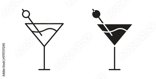 Cocktail icon. filled flat sign for mobile concept and web design