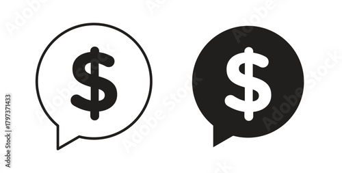 Comment dollar icon. filled flat sign for mobile concept and web design