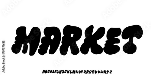 Elegant playful groovy font. Vector bold font for headings, flyer, greeting cards, product packaging, book cover, printed quotes, logotype, apparel design, album covers, Illustration