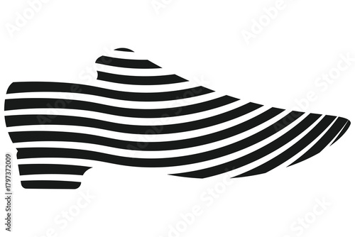 Modern wavy lines shoe graphic for boutique labels packaging and edgy style symbol