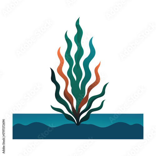 flat seaweed vector minimal marine plant illustration
