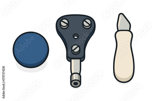 Ophthalmoscope head and surgical instruments for eye examination and medical procedures