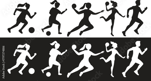 Sports  kick performance black and white illustration 