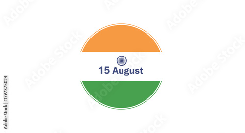 Indian Independence Day Circle Graphic with Tricolor and Date.