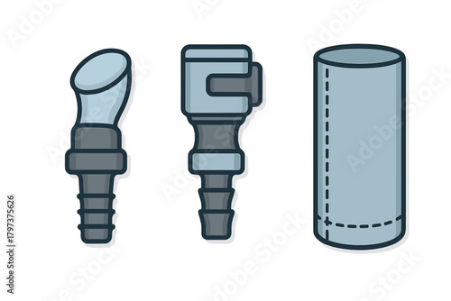 Medical and industrial fluid transfer components including suction tips and quick release couplings