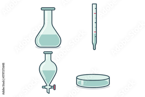 Set of essential laboratory glassware for chemistry and biology experiments