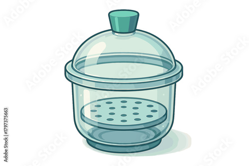 Clear glass laboratory container with a perforated shelf and domed lid for scientific experiments
