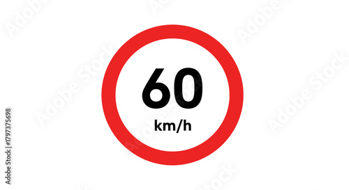 Circular Speed Limit Sign Indicating 60 Kilometers Per Hour.