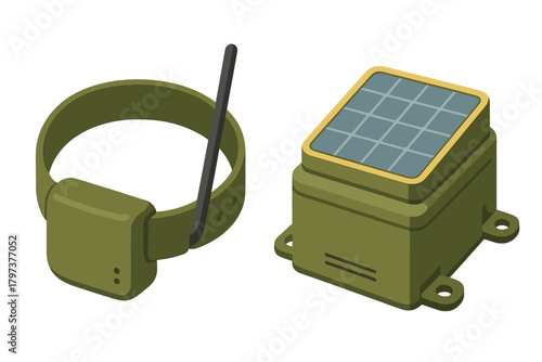Wildlife tracking collar with antenna and solar powered remote monitoring device for conservation research