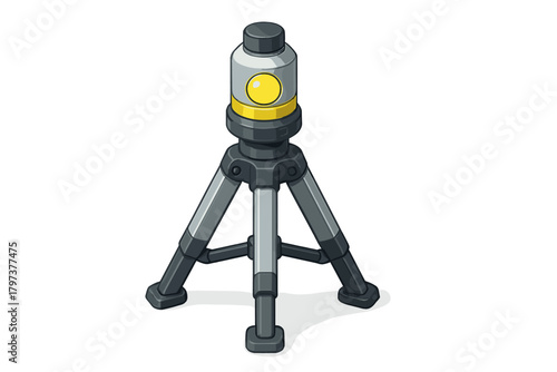 Professional laser level measuring tool mounted on an adjustable tripod stand