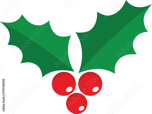 Holly berry icons set, Christmas logo with holly berries	
