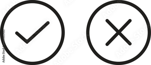 checkmark cross in black flat and line style. checkbox false wrong icon Checkmark right symbol tick sign. modern simple checkmark cross icon isolated on transparent background
