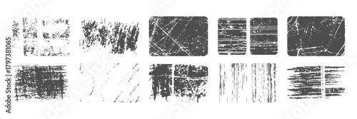Grunge stencil collection: black and white urban art design elements, set of grunge texture, Vector illustration, Dust overlay textured. dust and scratched. Grunge, transparent background.