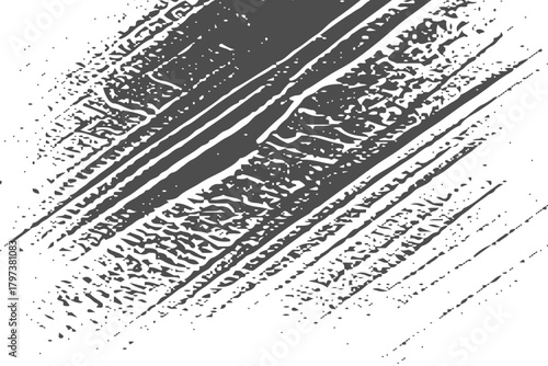 Tire track. Car, bike, motorcycle tire mark with grunge effect isolated on white background. Drift racing background with grunge tire tracks,  Overlay effect. Perfect for car, tire, pattern, vector.