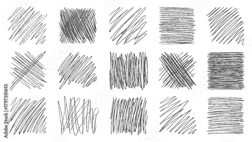 Doodle hand drawn hatching texture lines set.  Line crosshatch patterns, cross hatch texture vintage hand drawn. messy black crayon line. decorative signature, bold pencil sketch texture.