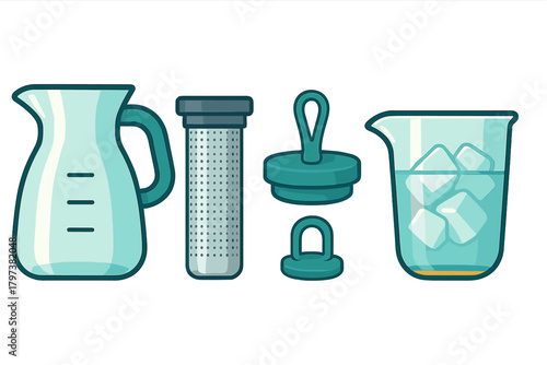 Glass pitcher and mesh infuser set for preparing iced tea and cold brew coffee