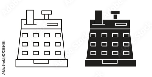 Cash register icon glyph and line set thin line symbol concept.