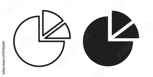 Chart pie icon glyph and line set thin line symbol concept.
