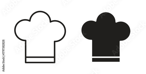 Chef hat icon glyph and line set thin line symbol concept.