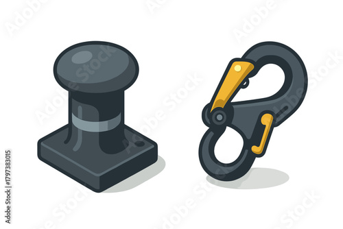 Heavy duty mooring bollard and industrial safety hook for marine and construction use