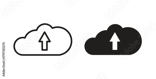 Cloud upload icon glyph and line set thin line symbol concept.