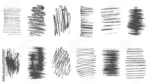 Doodle hand drawn hatching texture lines set.  Line crosshatch patterns, cross hatch texture vintage hand drawn. messy black crayon line. decorative signature, bold pencil sketch texture.