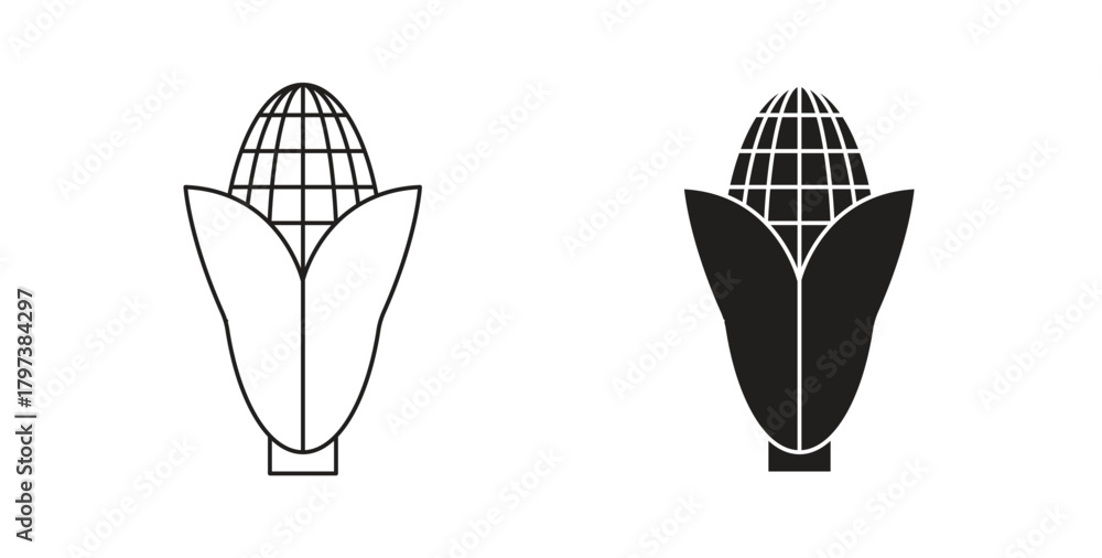 Fototapeta premium Corn icon glyph and line set thin line symbol concept.