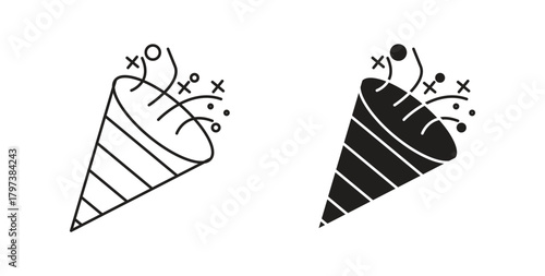 Confetti icon glyph and line set thin line symbol concept.