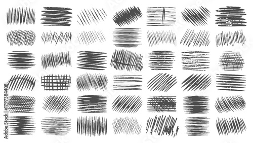 Doodle hand drawn hatching texture lines set.  Line crosshatch patterns, cross hatch texture vintage hand drawn. messy black crayon line. decorative signature, bold pencil sketch texture.