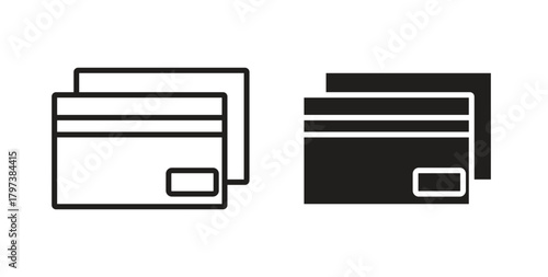 Credit card icon glyph and line set thin line symbol concept.