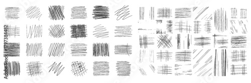 Doodle hand drawn hatching texture lines set.  Line crosshatch patterns, cross hatch texture vintage hand drawn. messy black crayon line. decorative signature, bold pencil sketch texture.