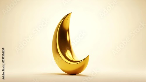 A gleaming, golden, abstract sculpture of a droplet or tear shape, against a soft, light background