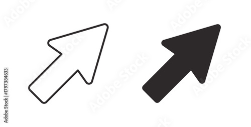 Cursor icon glyph and line set thin line symbol concept.