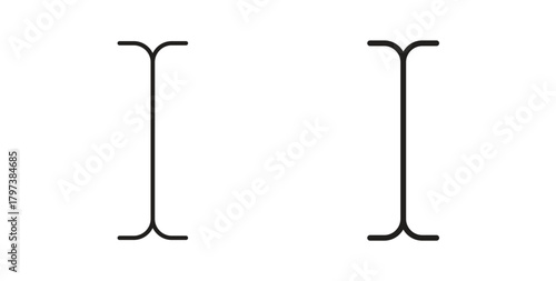 Cursor text icon glyph and line set thin line symbol concept.