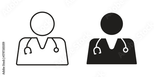 Doctor icon glyph and line set thin line symbol concept.