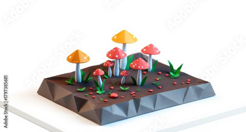 Birthday chocolate cake with flower decorations on a summer beach with a protective parasol illustration