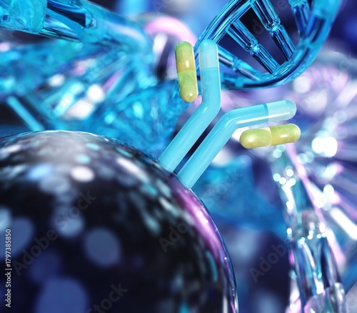 antibody, immunoglobulin, Y-shaped protein produced mainly by plasma cells,   3d rendering