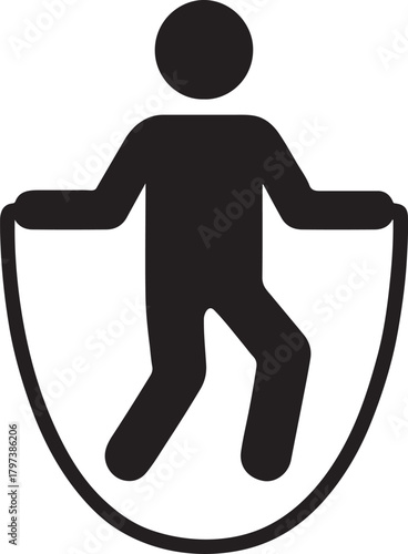 Jump rope athlete icon in bold silhouette vector, perfect for fitness, sport, and training design.