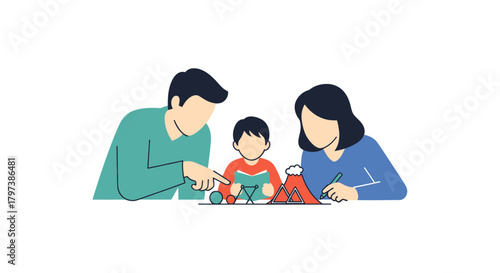 Family Playing Together with Toys Parent-Child Bonding Time Educational Play.