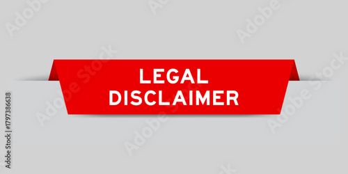 Tableau sur toile Red color inserted label with word legal disclaimer on gray background